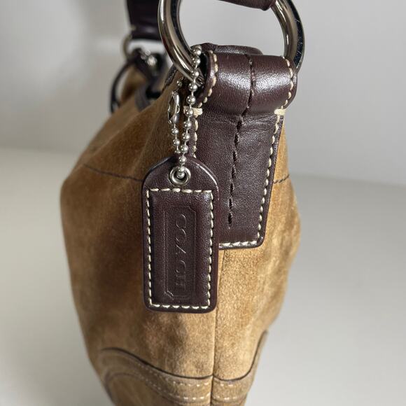 Y2K Coach Brown Suede Hobo Shoulder Bag F10916 - Picture 11 of 12